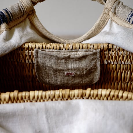 1900's vintage grain sack BAG/XL with vintage rope W linen