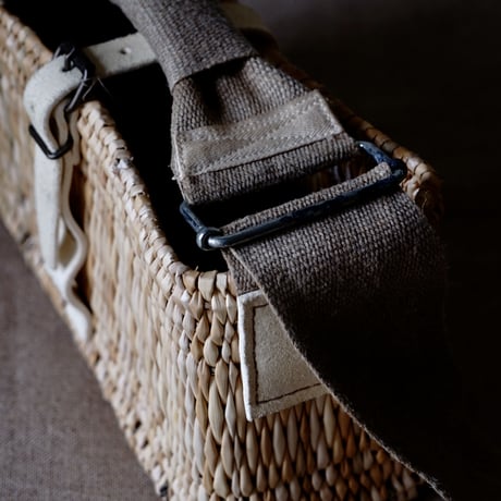 OLD JUTE & LEATHER TAB BAG + antique cloth pouch
