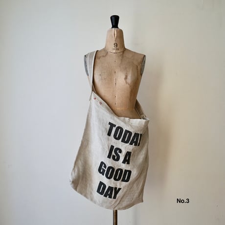 Vintage linen shoulder BIG BIG bag