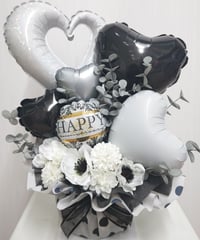 モノトーンハート　バルーンアレンジメント