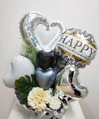 Happyanniversaryバルーンアレンジメント モノトーン