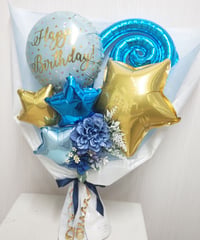 お誕生日スターバルーンブーケ　ブルー