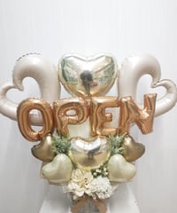 OPEN 開店・周年祝い　クリームバルーンアレンジメント