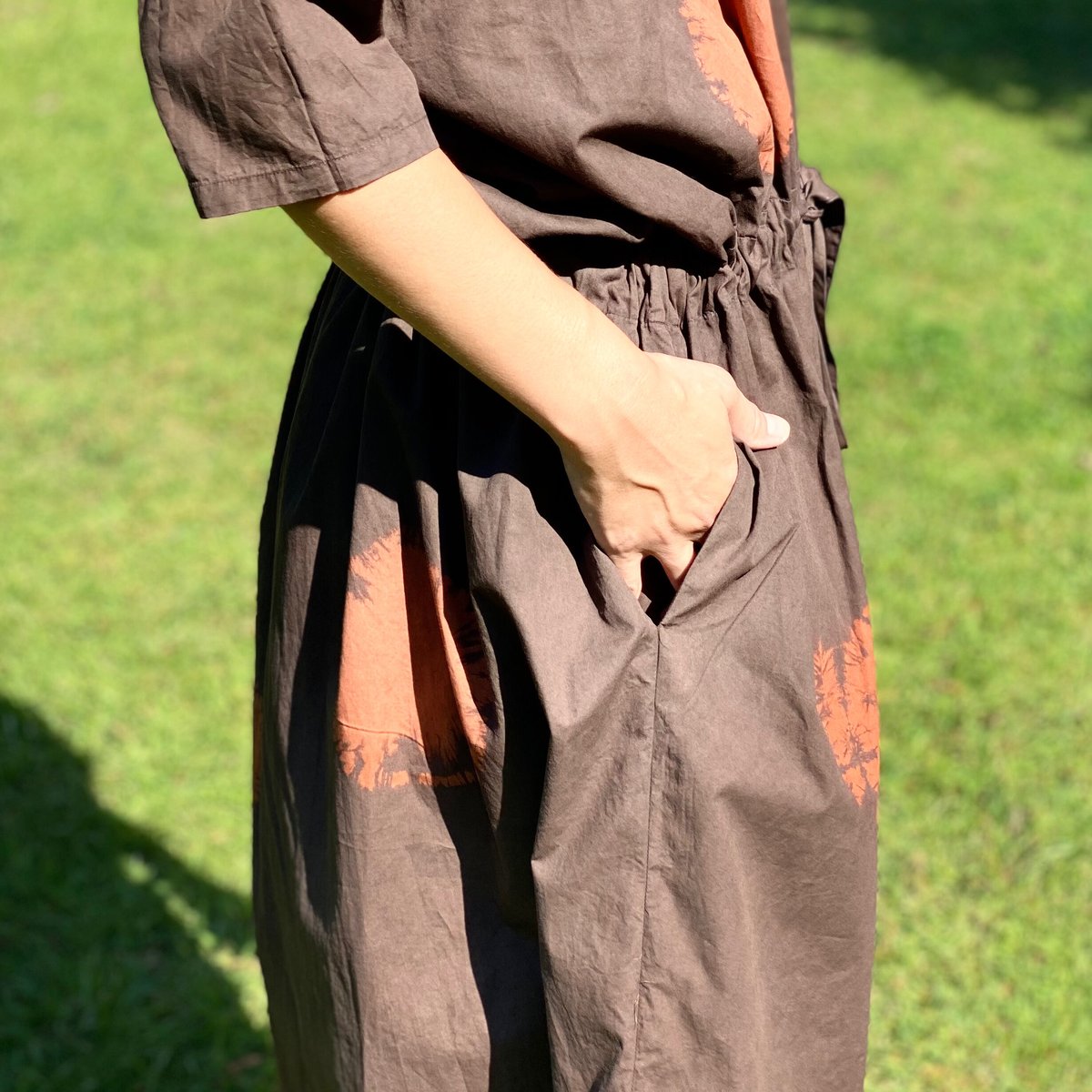 本場大島紬 泥染め ロングワンピース ピンタック ⭐️逸品⭐️ 本場