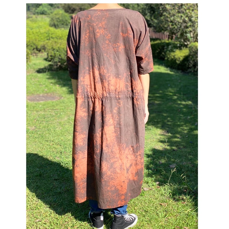 奄美大島泥染め 泥＋テーチギまだら染め コットンプルオーバー