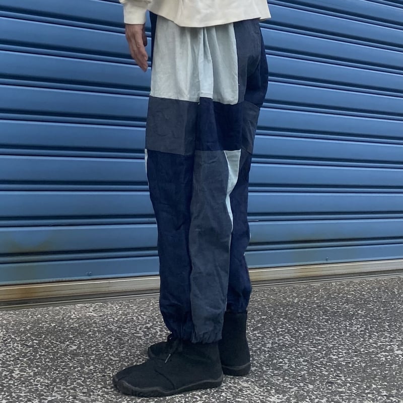 岡山デニム×本藍染めオーガニックコットン生地パッチワーク もんぺ