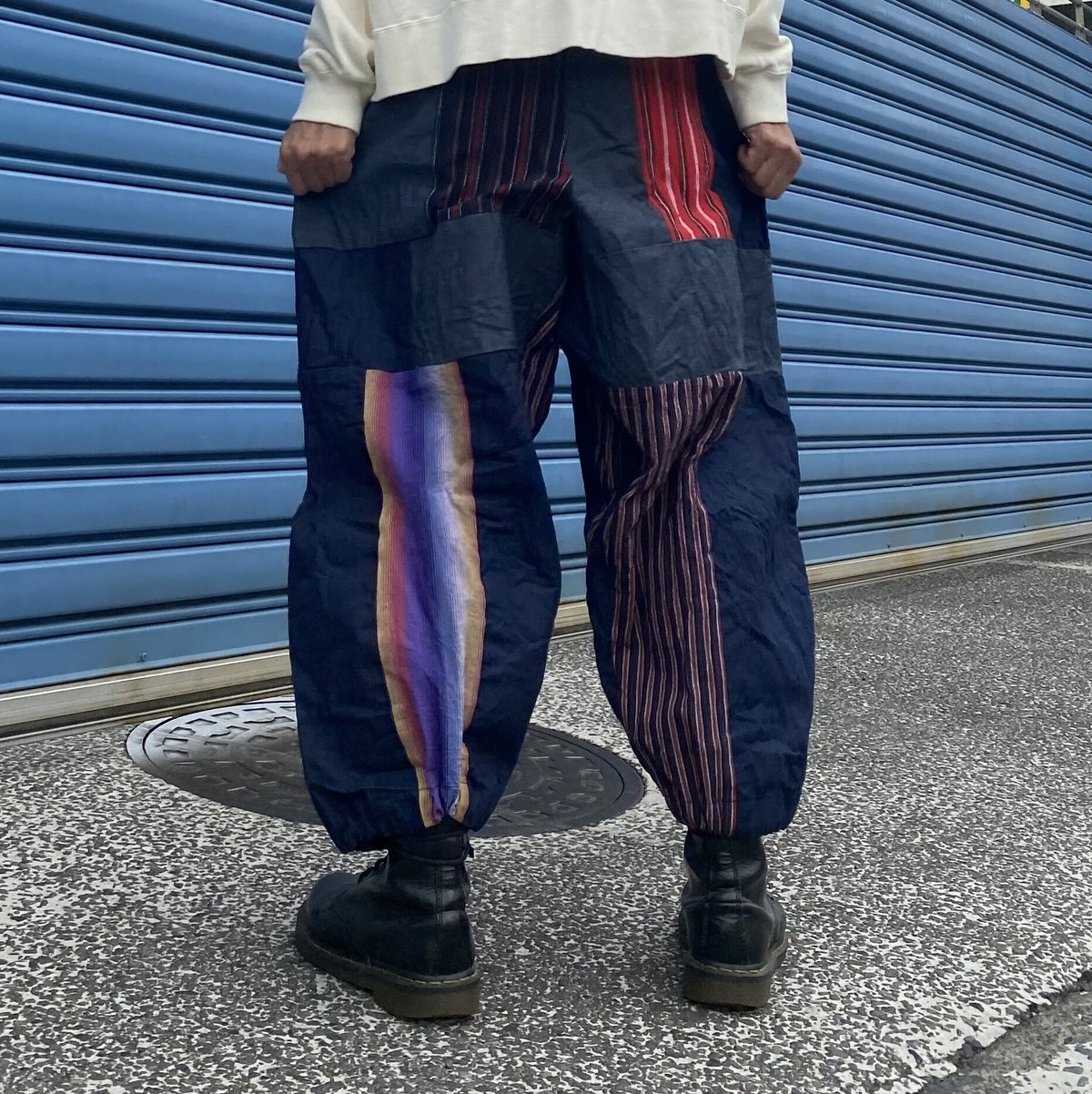 遠州木綿×岡山デニム パッチワークもんぺ パンツ | サリダ