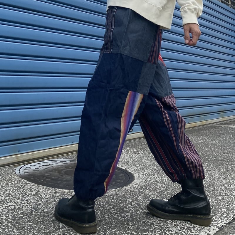 遠州木綿×岡山デニム パッチワークもんぺ パンツ | サリダ