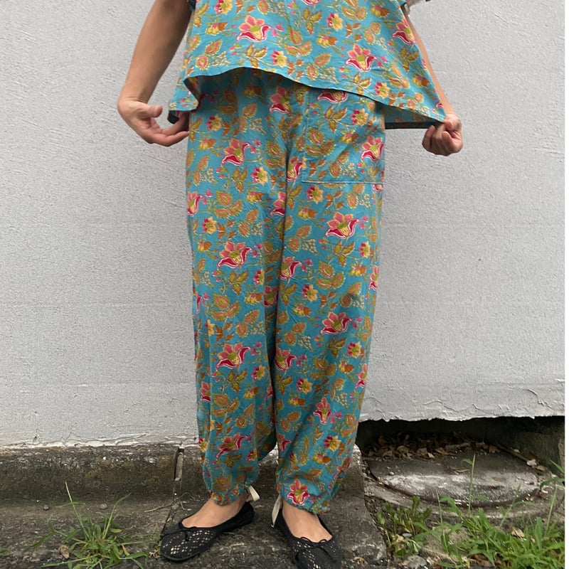 インドカラムカリビンテージ布 カラムカリプリント インド更紗 パンツ | サリダ