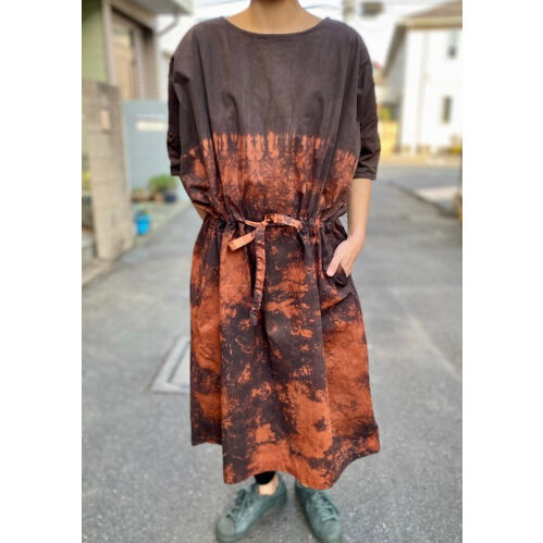 本場大島紬 泥染め ロングワンピース ピンタック ⭐️逸品⭐️ 本場