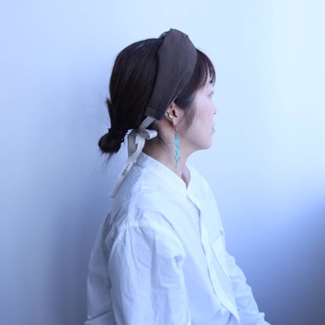 ベージュストライプターバン