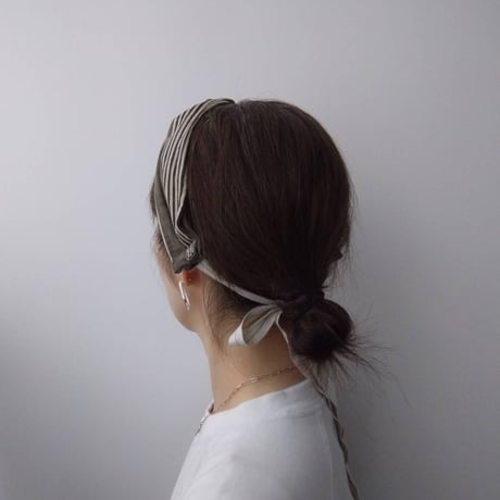 細ボーダーターバン（インド製アジュラックプリント）