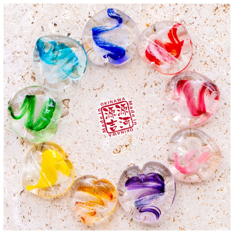箸置き（ハート） 9色 | 美らさんぴんOKINAWA MART 夏レジン 琉球ガラス入