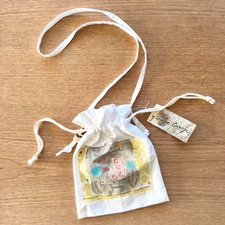 Sale! ❁ハンドメイド❁ White Linenアップリケ巾着3 Sale! ❁ハンドメイド❁ White Linenアップリケ巾着3 Sale