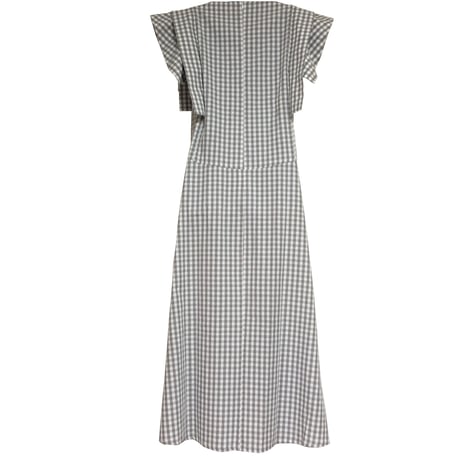 QFD／cotton dress  gingham check grey