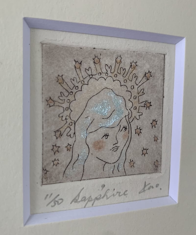 絵画　カラー銅版画◎額装品 額装銅版画：「雨音」 たかせちなつ | battelasaba