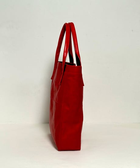 ハンドメイド レザートートバッグ / レッド　Handmade Leather Tote Bag / Red