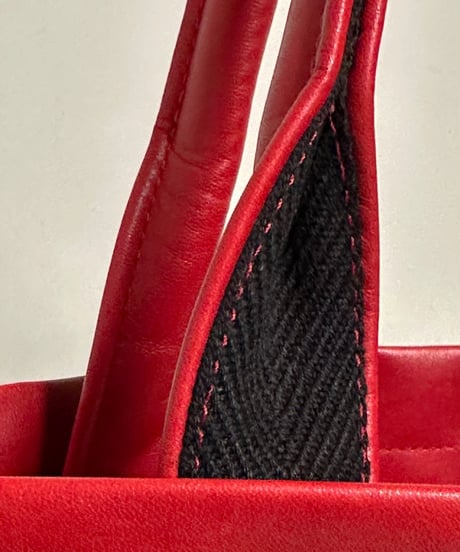 ハンドメイド レザートートバッグ / レッド　Handmade Leather Tote Bag / Red