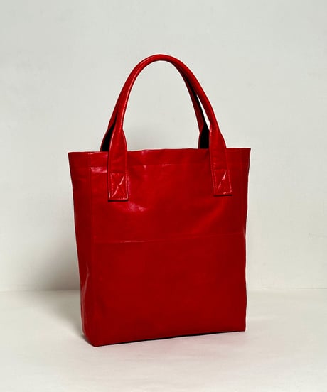 ハンドメイド レザートートバッグ / レッド　Handmade Leather Tote Bag / Red