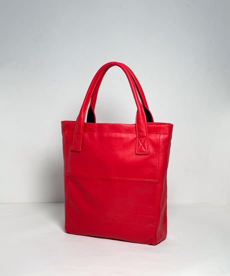 ハンドメイド レザートートバッグ / レッド　Handmade Leather Tote Bag / Magenta Red
