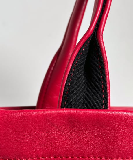 ハンドメイド レザートートバッグ / レッド　Handmade Leather Tote Bag / Magenta Red
