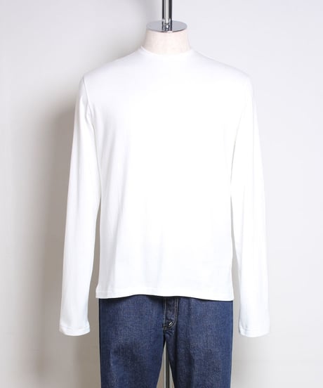 ナローネックバンド Tシャツ - ロングスリーブ / オフホワイト　Narrow Neckband Tee Shirts - Longsleeve / Off White
