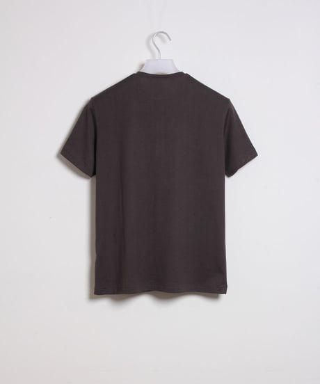 ナローネックバンドTシャツ - ショートスリーブ / ダークブラウン　Narrow Neckband Tee Shirts - Shortsleeve / Dark Brown