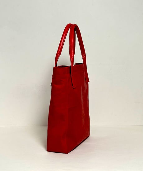 ハンドメイド レザートートバッグ / レッド　Handmade Leather Tote Bag / Red