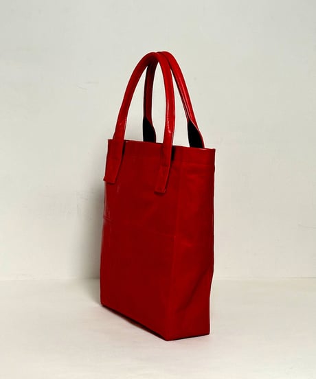 ハンドメイド レザートートバッグ / レッド　Handmade Leather Tote Bag / Red