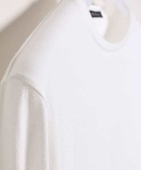 ナローネックバンド Tシャツ - ロングスリーブ / オフホワイト　Narrow Neckband Tee Shirts - Longsleeve / Off White