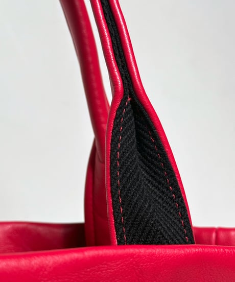 ハンドメイド レザートートバッグ / レッド　Handmade Leather Tote Bag / Magenta Red