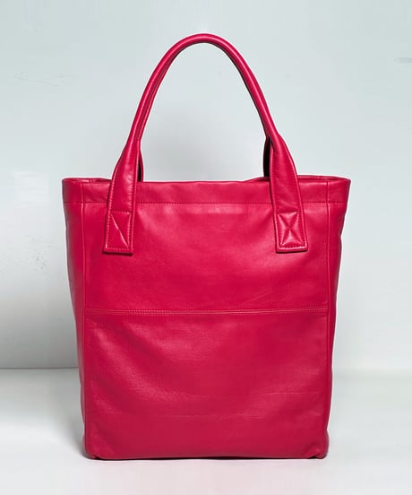 ハンドメイド レザートートバッグ / レッド　Handmade Leather Tote Bag / Magenta Red