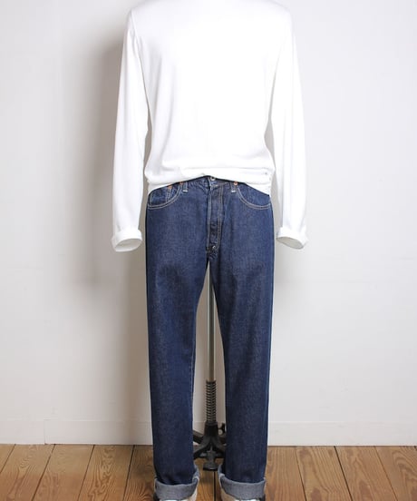 ナローネックバンド Tシャツ - ロングスリーブ / オフホワイト　Narrow Neckband Tee Shirts - Longsleeve / Off White