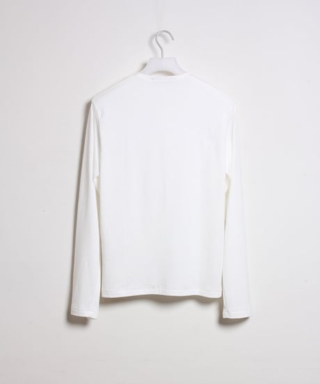 ナローネックバンド Tシャツ - ロングスリーブ / オフホワイト　Narrow Neckband Tee Shirts - Longsleeve / Off White