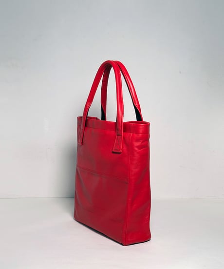 ハンドメイド レザートートバッグ / レッド　Handmade Leather Tote Bag / Magenta Red