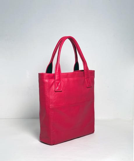 ハンドメイド レザートートバッグ / レッド　Handmade Leather Tote Bag / Magenta Red