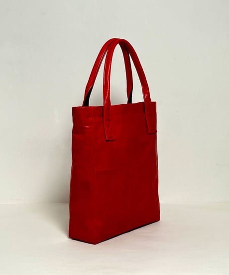 ハンドメイド レザートートバッグ / レッド　Handmade Leather Tote Bag / Red