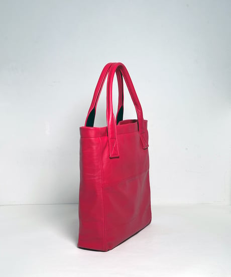 ハンドメイド レザートートバッグ / レッド　Handmade Leather Tote Bag / Magenta Red
