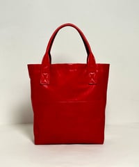 ハンドメイド レザートートバッグ / レッド　Handmade Leather Tote Bag / Red