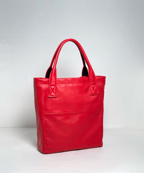 ハンドメイド レザートートバッグ / レッド　Handmade Leather Tote Bag / Magenta Red