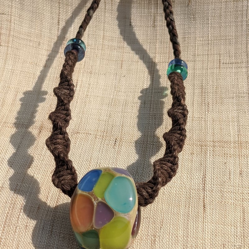 とんぼ玉ネックレス パッチワークのネックレス | たまもの