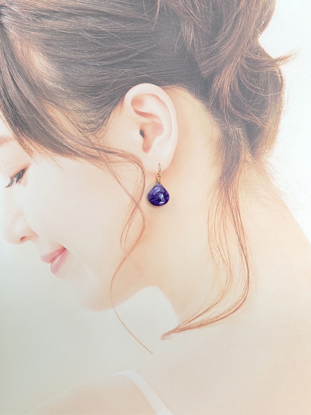 Kayaページ】14Kgf❩ ロングチャロアイトのピアスチャーム fit=scale-down,w=1200