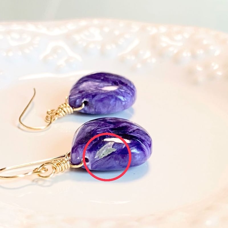 14KGF】チャロアイトのマロン一粒ピアス | Elenath