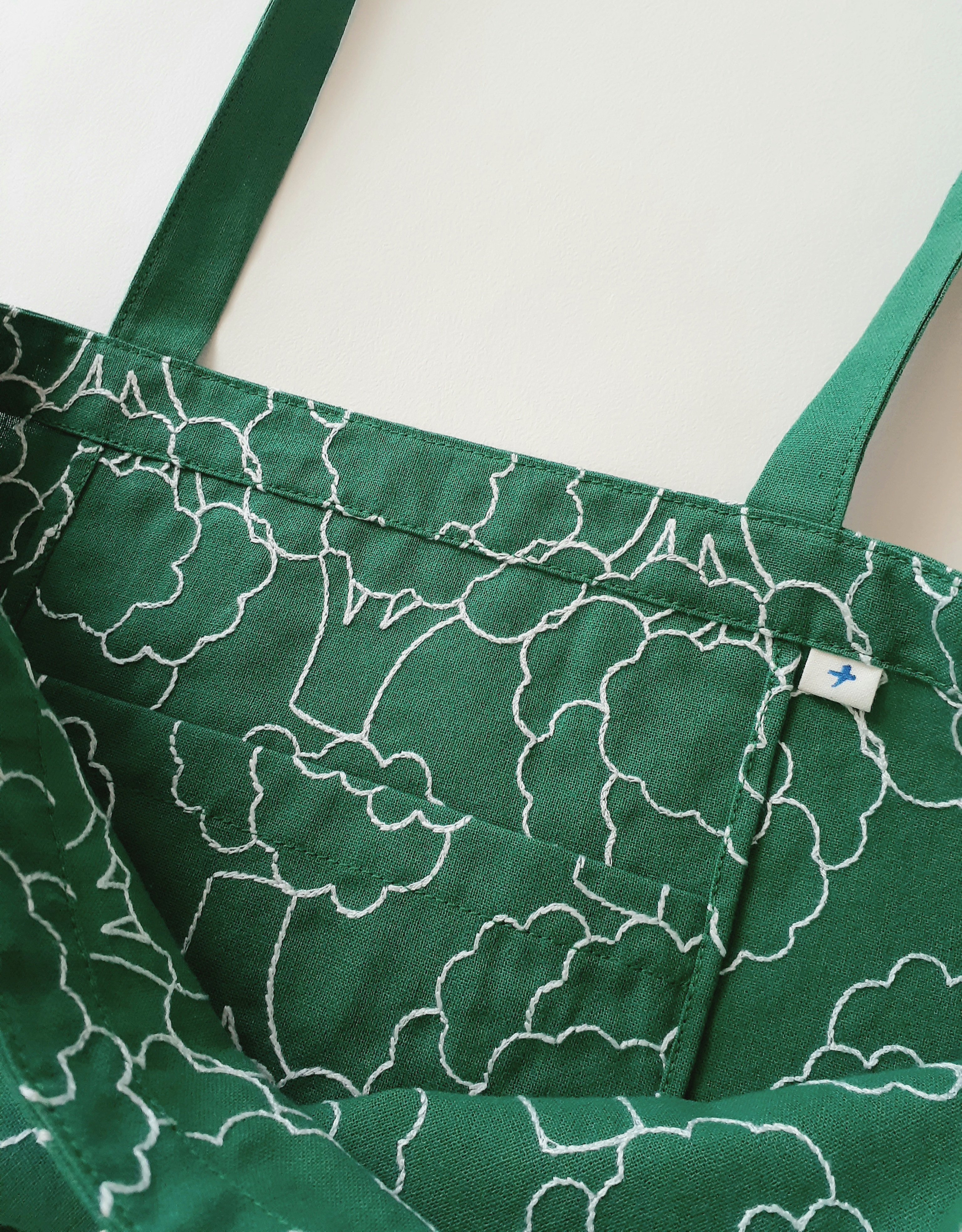 【ハンドメイド】①ハーダンガー刺繍 トートバッグ グリーン original