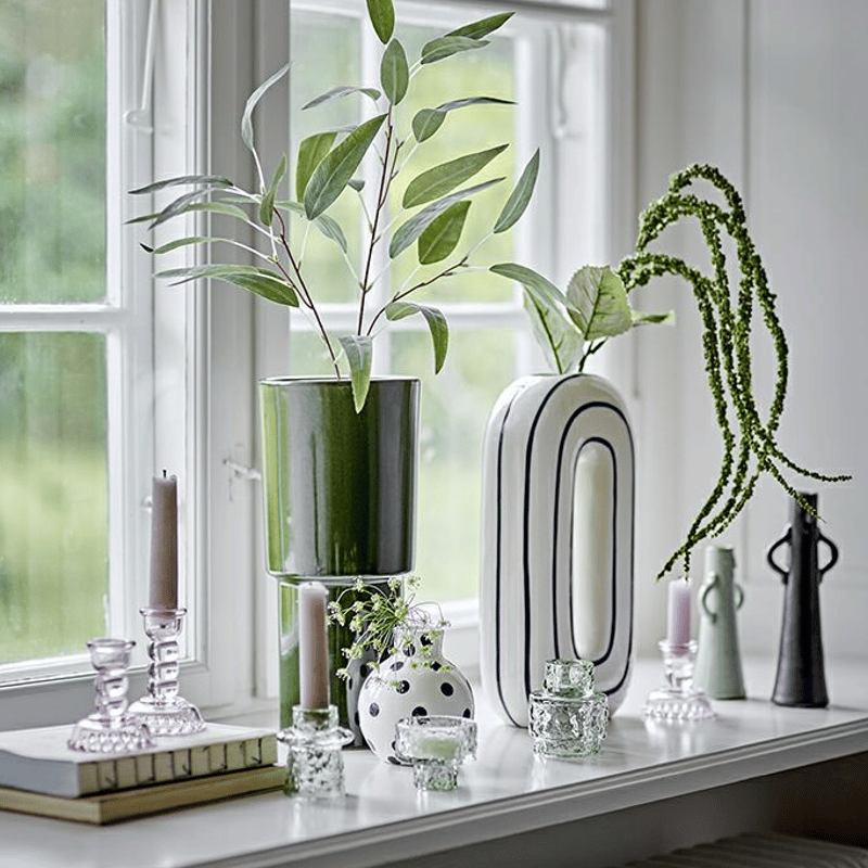 Bloomingville ブルーミングヴィル Mae Vase Blue Ceramic |