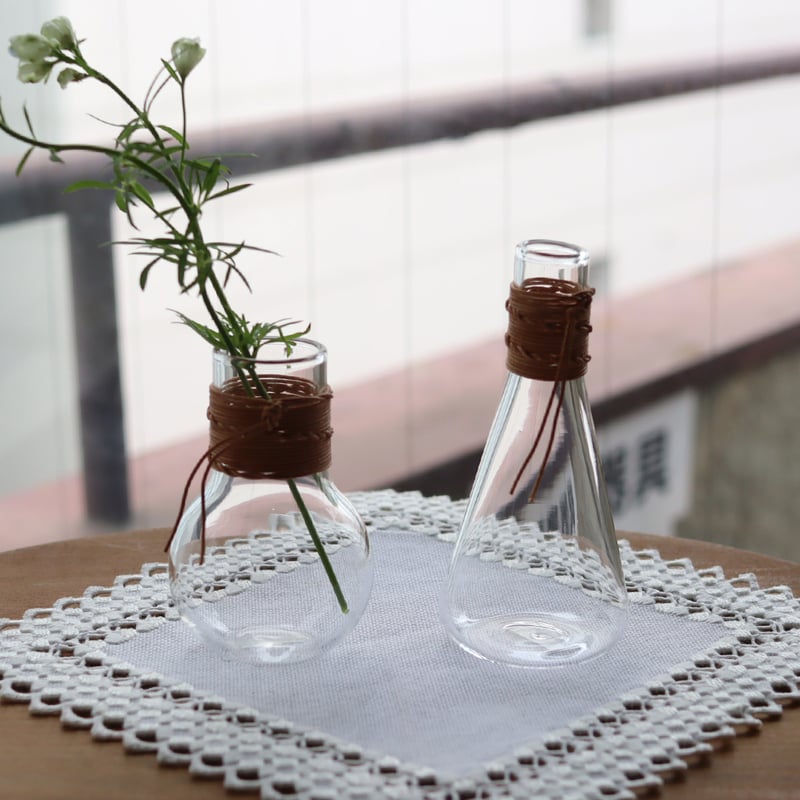 レザー ガラス flower vase 花器 三角 | piccolina | ピッコリーナ