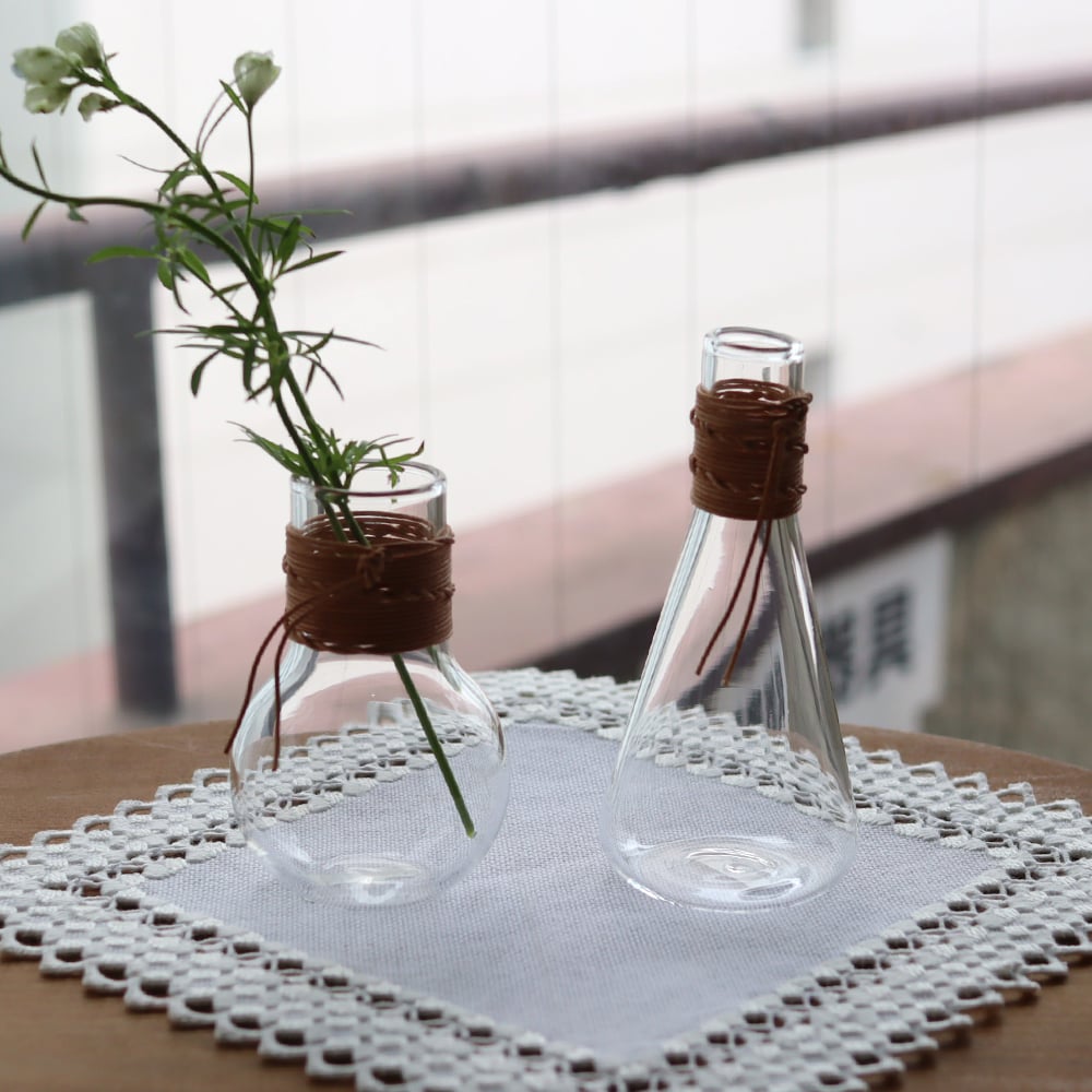 レザー ガラス flower vase 花器 三角 | piccolina | ピッコリーナ