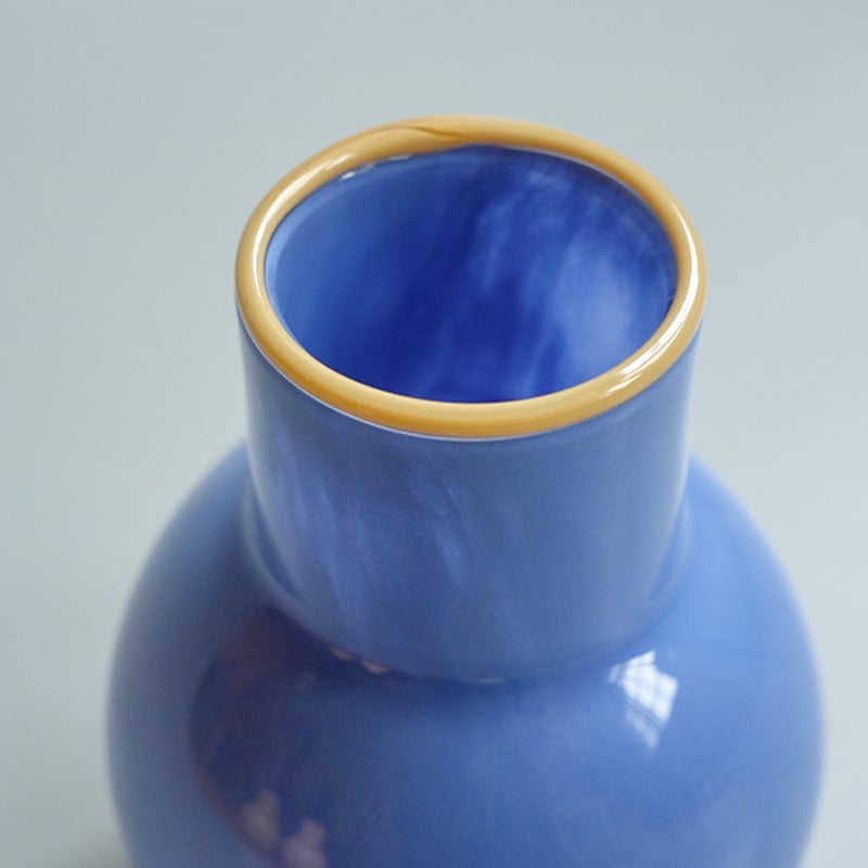 ガラスベース M ブルー×クリーム flower vase 花器 | piccolina |