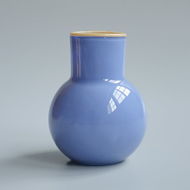内貫入ガラス　花器　花瓶　ブルー ガラスベース M ブルー×クリーム flower vase 花器 | piccolina |