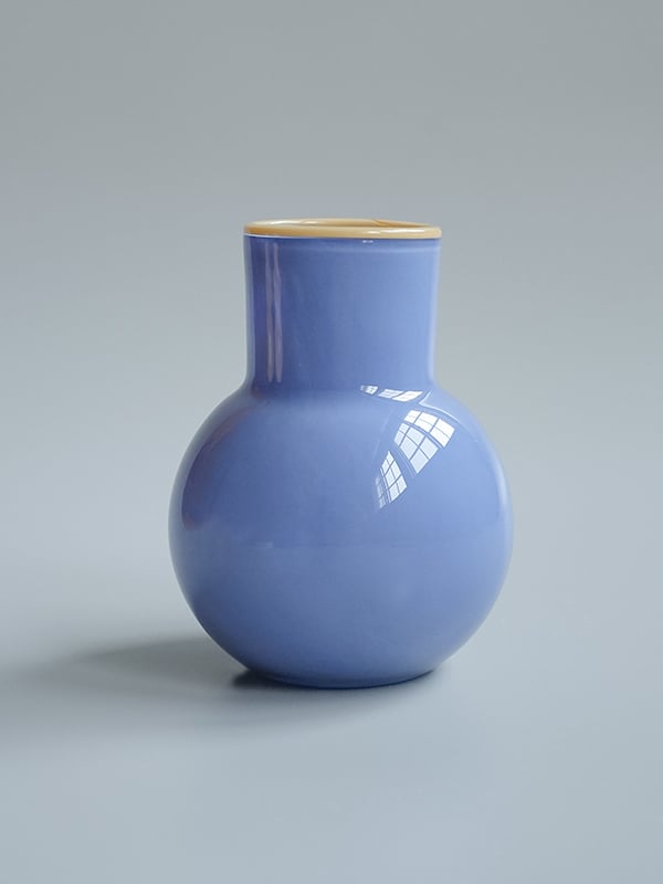 ガラスベース M ブルー×クリーム flower vase 花器 | piccolina |